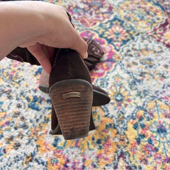 Iconic leather brown and pink contrast stitch cowboy boots - Picture 7 of 11